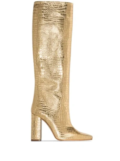 Shop Paris Texas Crocodile-effect 100mm Boots In Gold