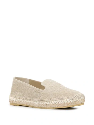 Shop Ferragamo Gancini Pattern Espadrilles In Neutrals