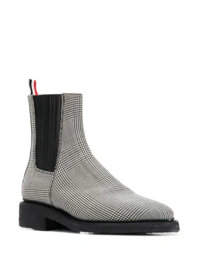 Shop Thom Browne Chelsea Boots With Covered Elastic & Crepe Sole In Engineered 4 Bar Pow Heavy Wool In Black