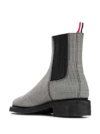 Shop Thom Browne Chelsea Boots With Covered Elastic & Crepe Sole In Engineered 4 Bar Pow Heavy Wool In Black