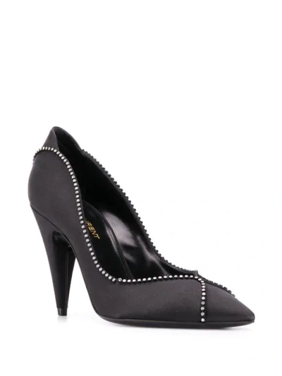 Shop Saint Laurent Romy 95 Strass Pumps In Black