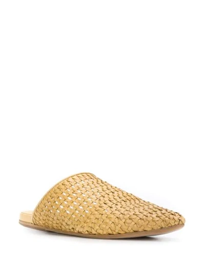 Shop Marsèll Braided Flat Mules In Yellow