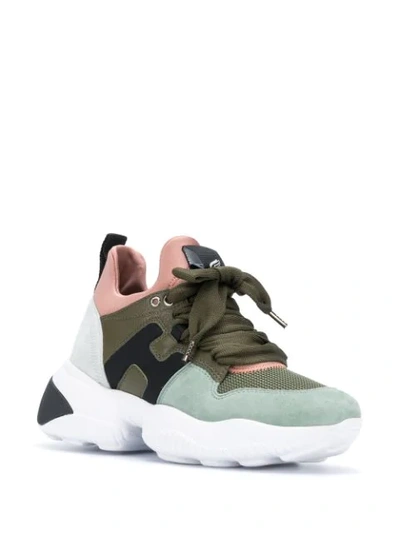 Shop Hogan Interaction Colour-block Sneakers In Green