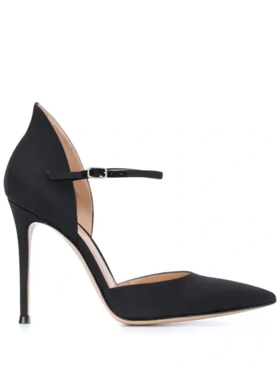 Shop Gianvito Rossi Point-toe Satin Pumps In Black