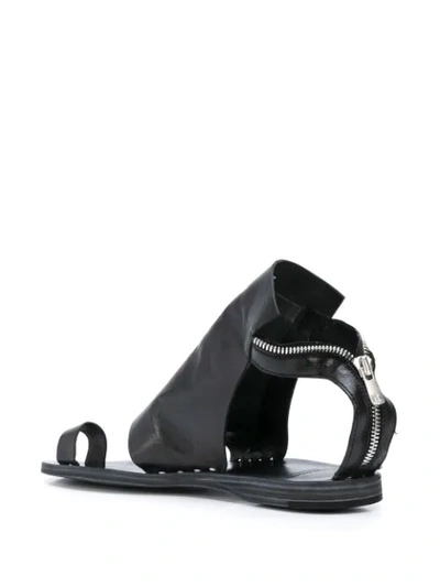 Shop Officine Creative Back Zip Textured Panel Sandals In Black