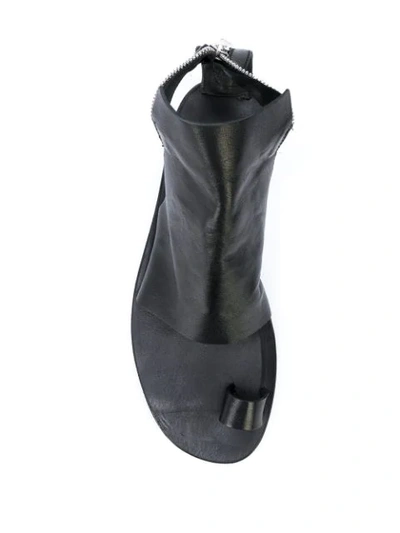 Shop Officine Creative Back Zip Textured Panel Sandals In Black