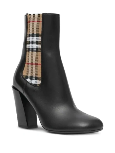 Shop Burberry Vintage Check Detail Ankle Boots In Black