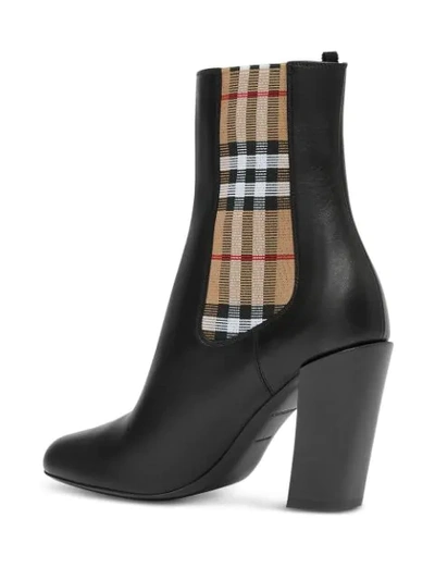 Shop Burberry Vintage Check Detail Ankle Boots In Black