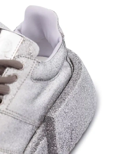 Shop Mm6 Maison Margiela Glitter-effect Lace-up Sneakers In Metallic