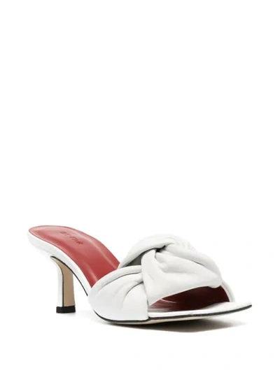 Shop By Far Knot-detail Leather Mules In White
