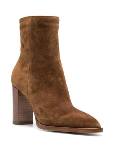 Shop Gianvito Rossi Pointed Toe Ankle Boots In Brown