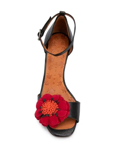 Shop Chie Mihara 65mm Floral Appliqué Sandals In Black