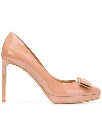 Shop Ferragamo Vara Bow Pumps In Neutrals