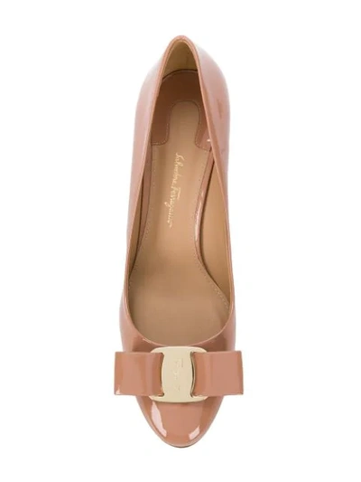 Shop Ferragamo Vara Bow Pumps In Neutrals