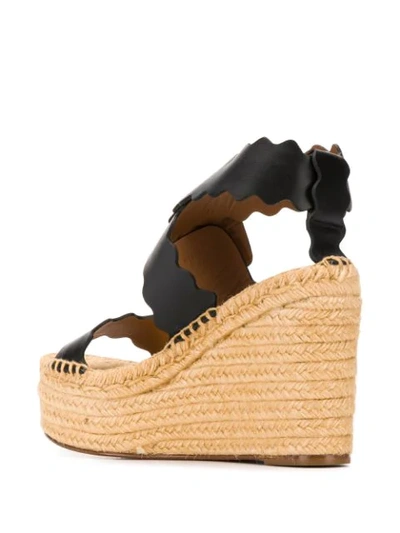 Chloé Lauren Leather Espadrille Platform Wedge Sandal In Black