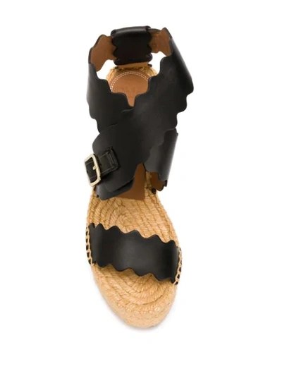 Chloé Lauren Leather Espadrille Platform Wedge Sandal In Black