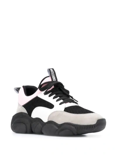 Shop Moschino Teddy Panelled Low-top Sneakers In Pink