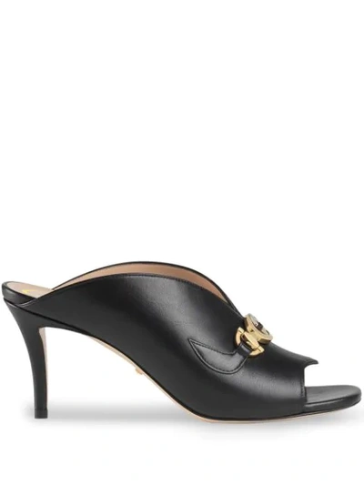 Shop Gucci Gg High Heel Mules In Black