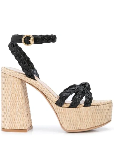 Shop Gianvito Rossi Braided Strap Platform Sandals In Black