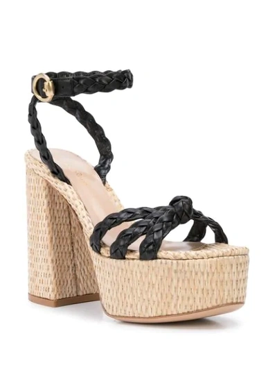 Shop Gianvito Rossi Braided Strap Platform Sandals In Black