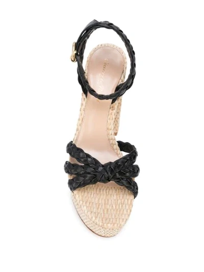 Shop Gianvito Rossi Braided Strap Platform Sandals In Black