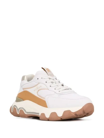 Hogan Hyperactive Sneaker In White And Beige Leather In White