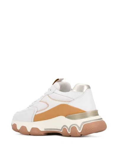 Hogan Hyperactive Sneaker In White And Beige Leather In White