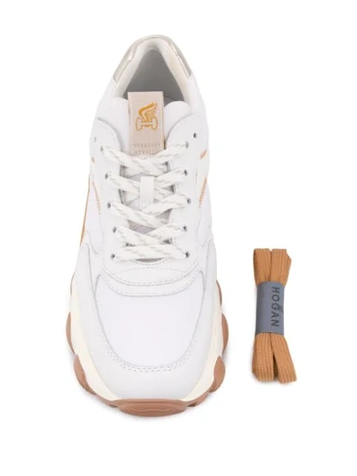 Hogan Hyperactive Sneaker In White And Beige Leather In White
