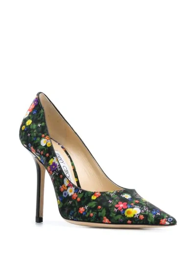 Shop Jimmy Choo Love 100mm Floral-print Pumps In Black