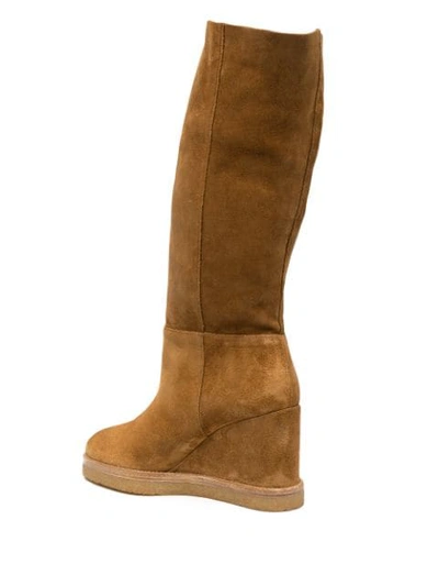 Shop Ba&sh Slip-on Wedge Heel Boots In Brown