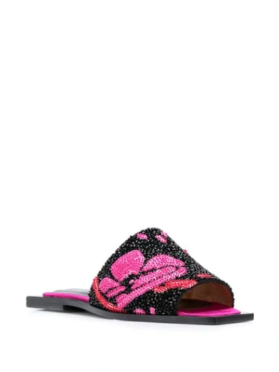 Shop Ganni Embroidered Square-toed Sandals In Pink