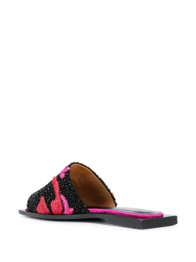 Shop Ganni Embroidered Square-toed Sandals In Pink