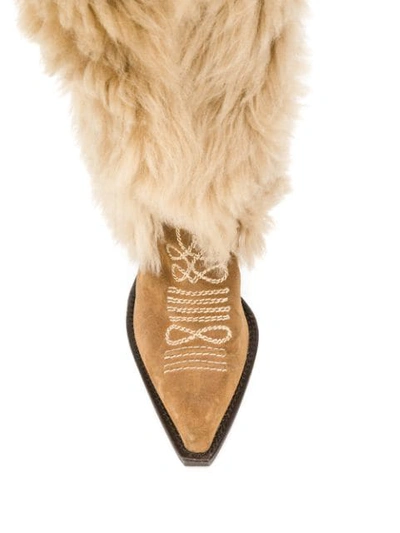 Shop Dsquared2 Faux-fur Pointed Boots In Brown