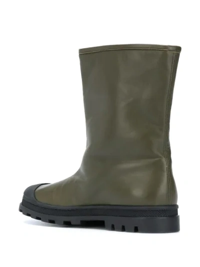 Shop Marni Leather Gumboots In Green