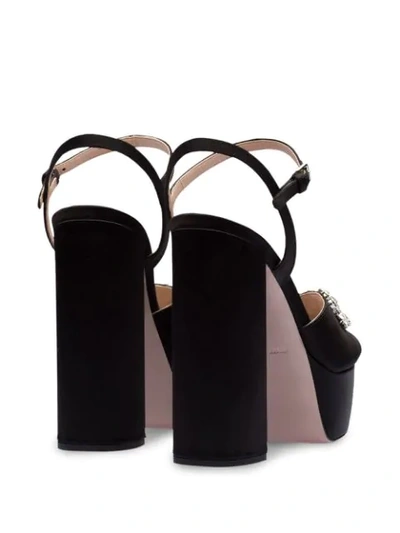 Miu Miu Crystal-embellished Satin Platform Sandals In Black
