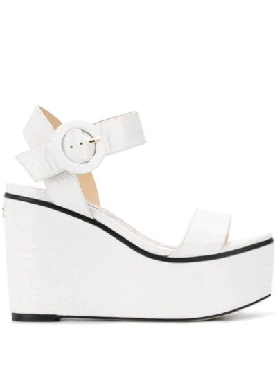 Shop Jimmy Choo Abigail 100mm Wedge Sandals In White