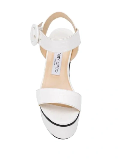 Shop Jimmy Choo Abigail 100mm Wedge Sandals In White