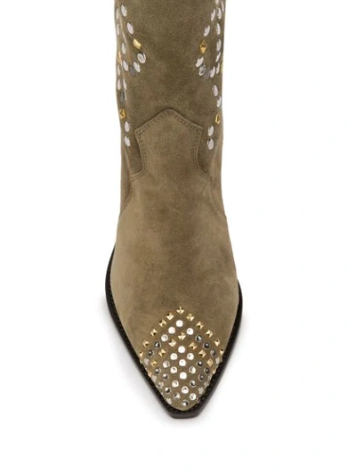 Shop Isabel Marant Studded Knee-high Boots In Green