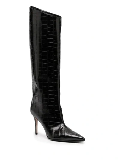 Le Silla Eva Crocodile-effect Boots In Black