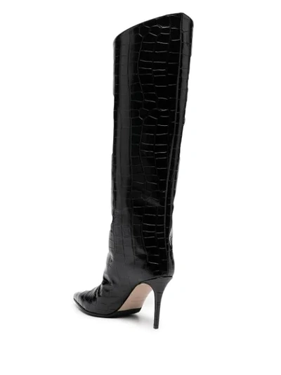 Le Silla Eva Crocodile-effect Boots In Black