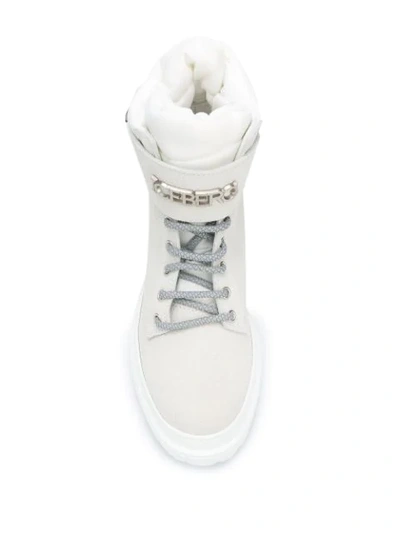 Shop Iceberg Chunky Sole Lace-up Boots In White
