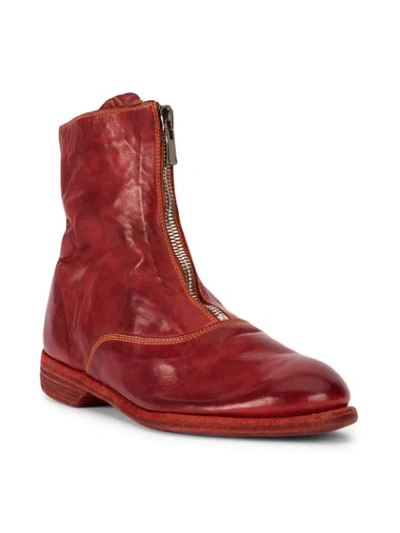 Shop Guidi Front Zip Ankle Boots In Red