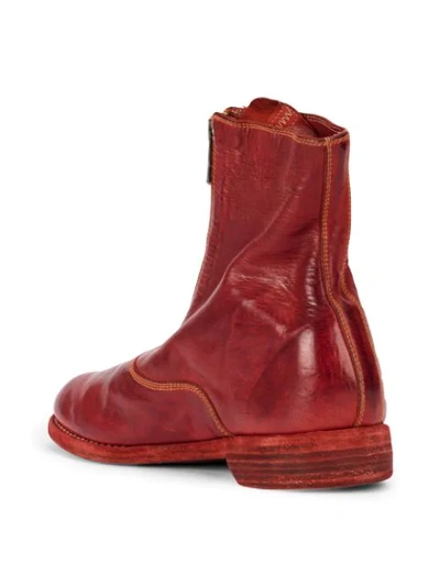 Shop Guidi Front Zip Ankle Boots In Red