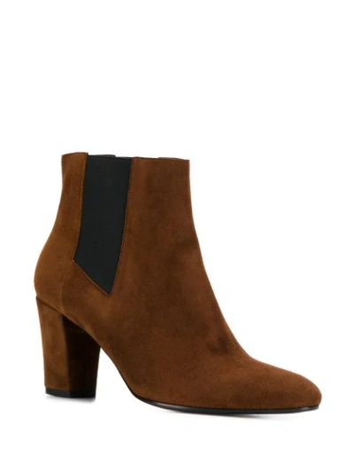 Shop Michel Vivien Contrast Panel Ankle Boots In Brown