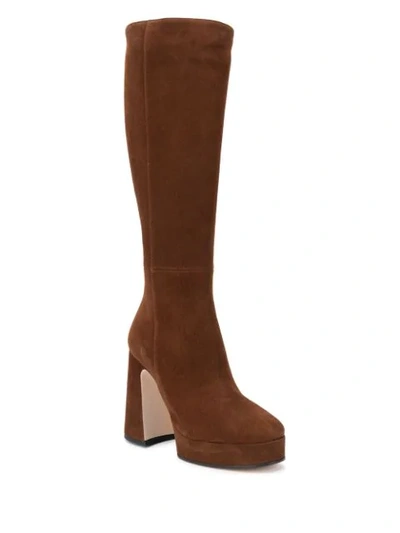 Shop Gucci 120mm Knee-high Platform Boots In Brown