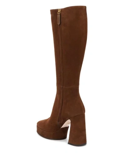 Gucci Madame Suede Knee-high Platform Boots In Dark Brown | ModeSens