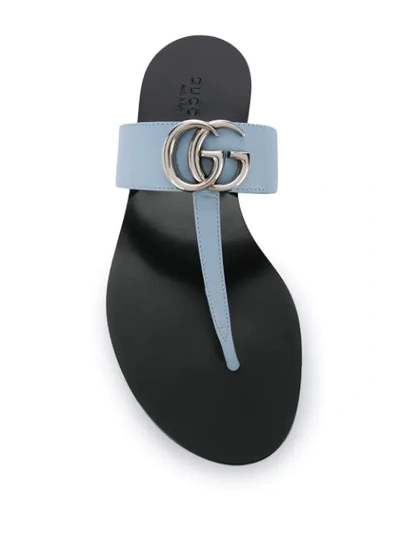 Shop Gucci T-bar Leather Sandals In Blue