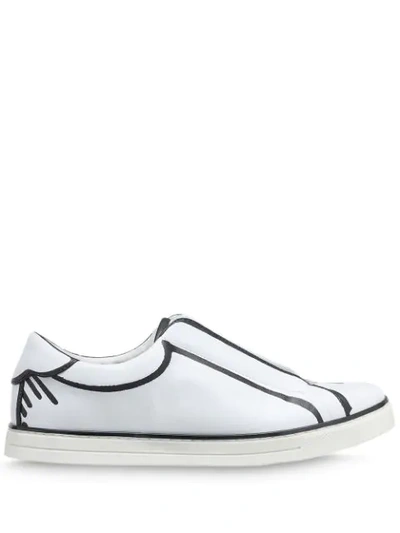 Shop Fendi X Joshua Vides Ff Logo Slip-on Sneakers In White