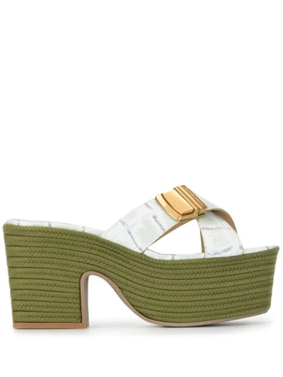 Shop Jacquemus Tatanes Platform Sandals In Green