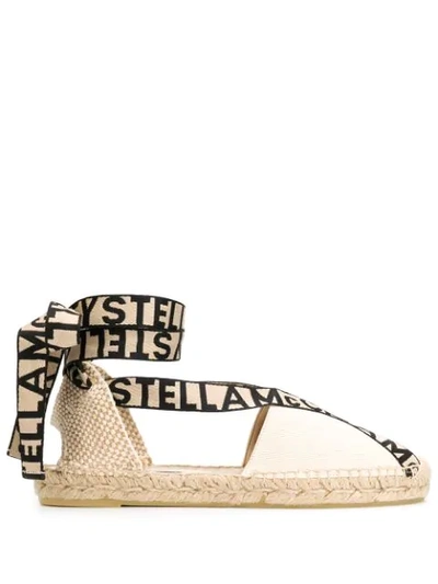 Shop Stella Mccartney Gaia Logo Strap Espadrilles In Neutrals